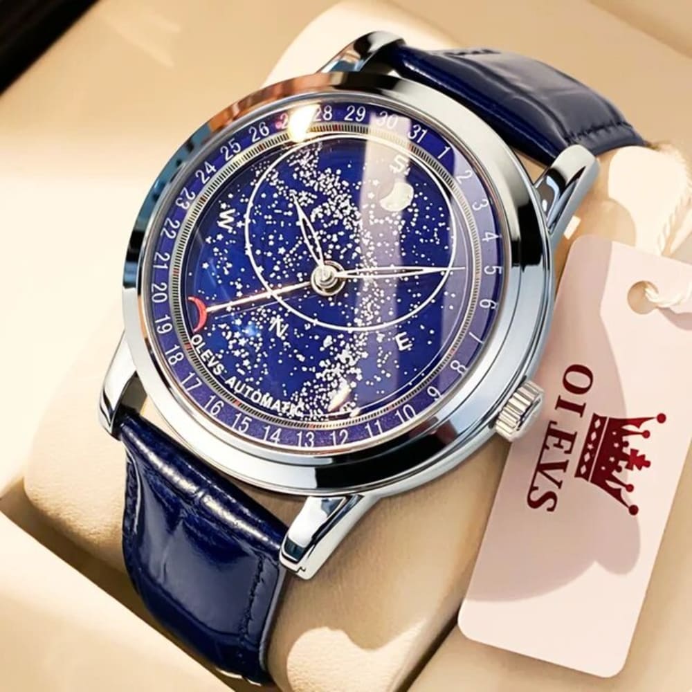 OLEVS Men Sky Moon Phase Automatic Mechanical Watch